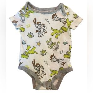 3/$15 Disney Baby Toy Story unisex bodysuit w/ Woody Buzz Rex & aliens (3-6M)